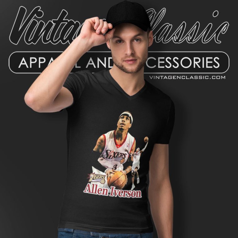Philadelphia 76ers Shirt Nba Rare Vintage Allen Iverson 90s Ringer V Neck TShirt Philadelphia 76ers Shirt Nba Rare Vintage Allen Iverson 90s Ringer V Neck TShirt