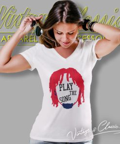 Philadelphia 76ers Shirt Tyrese Maxey Red Play The Song V Neck TShirt