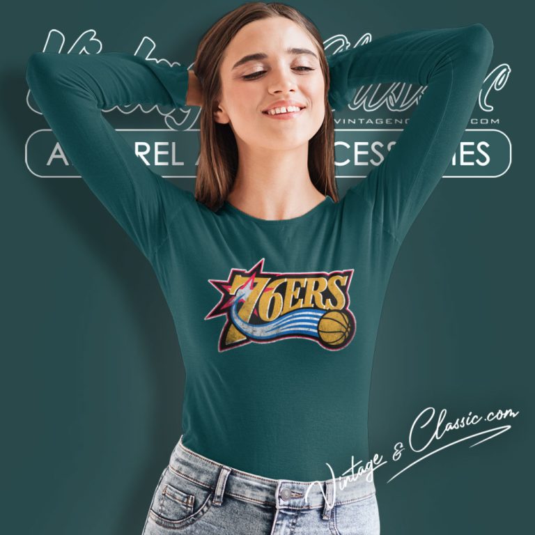 Philadelphia 76ers Vintage Nba Basketball Long Sleeve Tee Philadelphia 76ers Vintage Nba Basketball Long Sleeve Tee