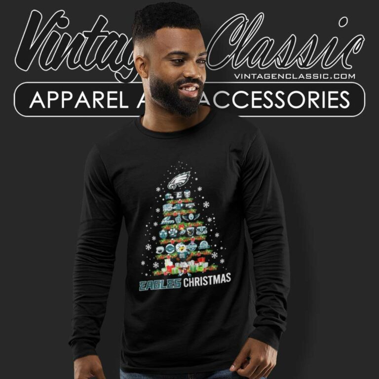 Philadelphia Eagles Christmas Eagles Tree Long Sleeve Tee Philadelphia Eagles Christmas Eagles Tree Long Sleeve Tee