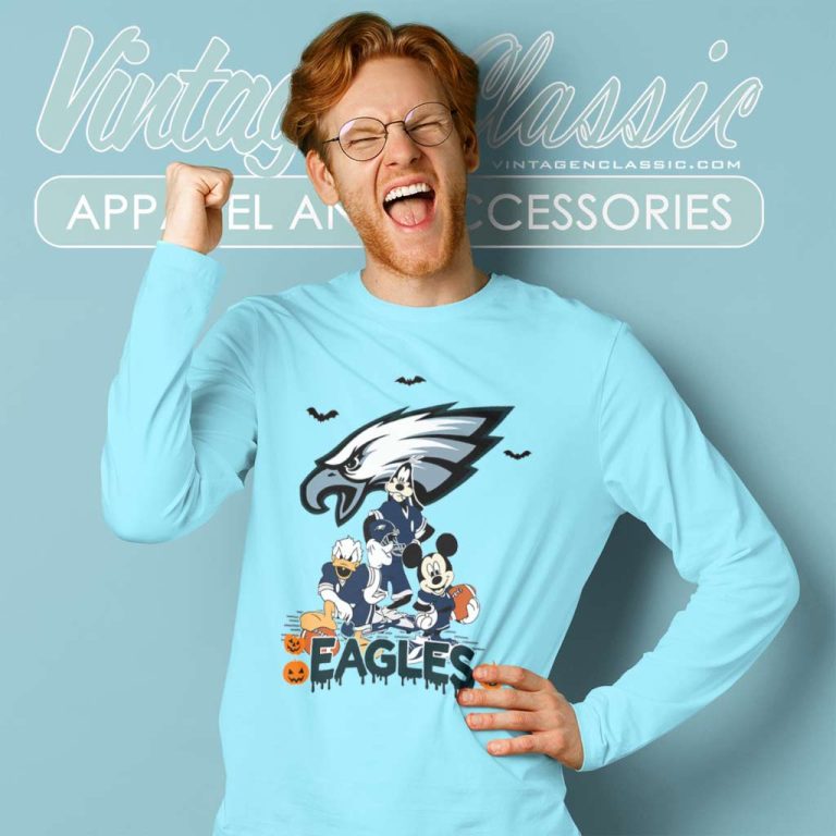 Philadelphia Eagles Football Mickey And Friends Halloween Long Sleeve Tee Philadelphia Eagles Football Mickey And Friends Halloween Long Sleeve Tee