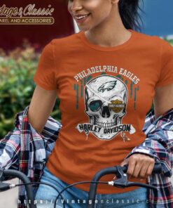 Philadelphia Eagles Harley Davidson Skull Women TShirt