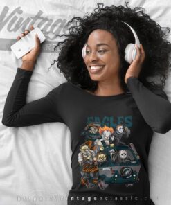 Philadelphia Eagles Horror Movies Characters Halloween Shirt Long Sleeve Tee