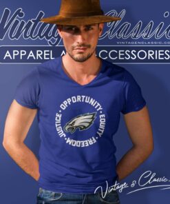 Philadelphia Eagles Justice Shirt Opportunity Equity Freedom V Neck TShirt