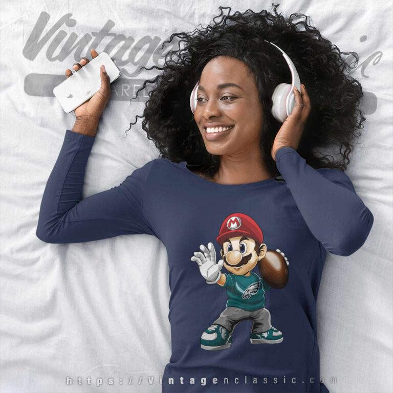 Philadelphia Eagles Mario Nintendo Long Sleeve Tee Philadelphia Eagles Mario Nintendo Long Sleeve Tee