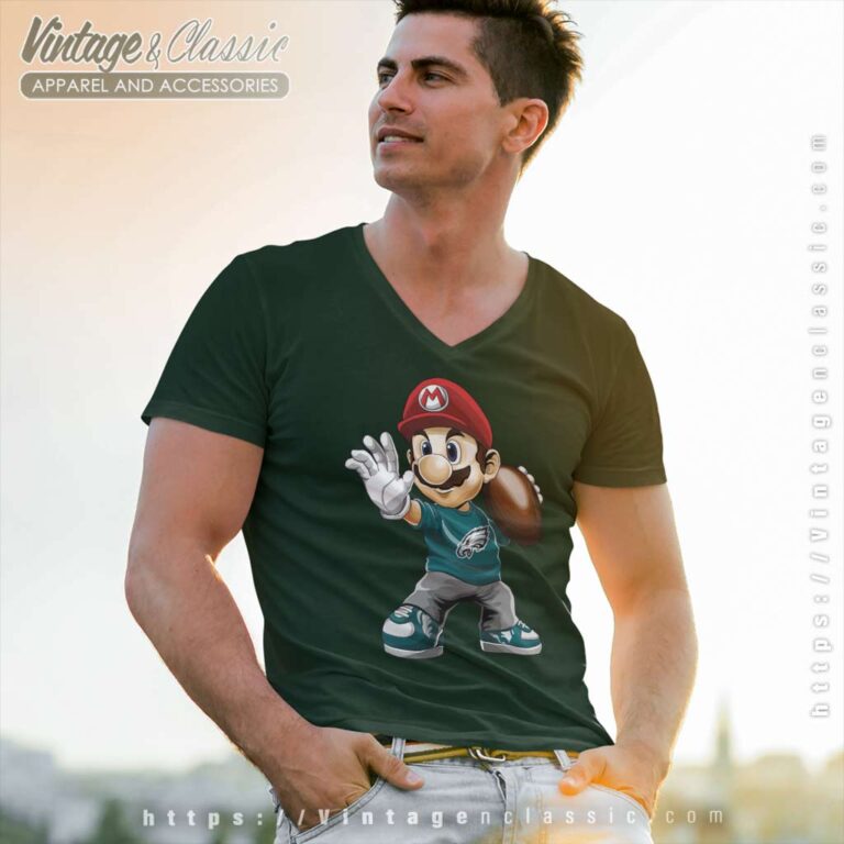 Philadelphia Eagles Mario Nintendo V Neck TShirt Philadelphia Eagles Mario Nintendo V Neck TShirt