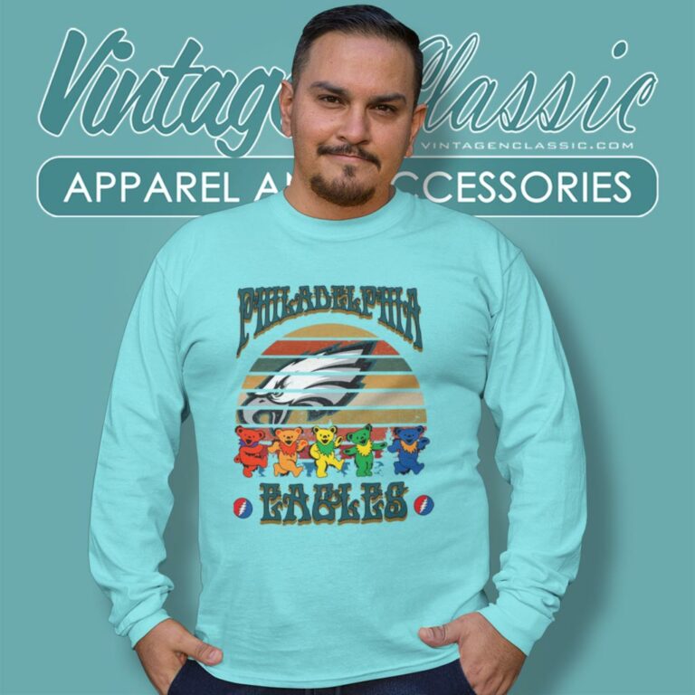 Philadelphia Eagles Nfl Grateful Dancing Bears Retro Long Sleeve Tee Philadelphia Eagles Nfl Grateful Dancing Bears Retro Long Sleeve Tee