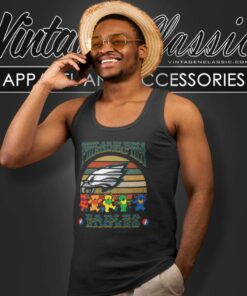 Philadelphia Eagles Nfl Grateful Dancing Bears Retro Tank Top Racerback