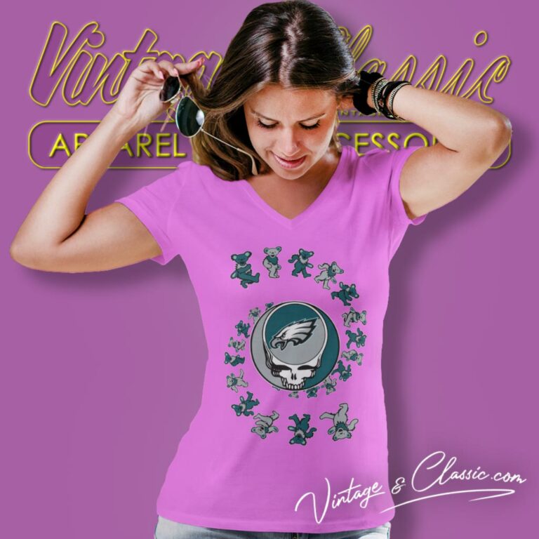 Philadelphia Eagles Nfl Grateful Dancing Bears V Neck TShirt Philadelphia Eagles Nfl Grateful Dancing Bears V Neck TShirt