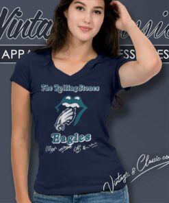 Philadelphia Eagles Rolling Stones Logo Signature V Neck TShirt