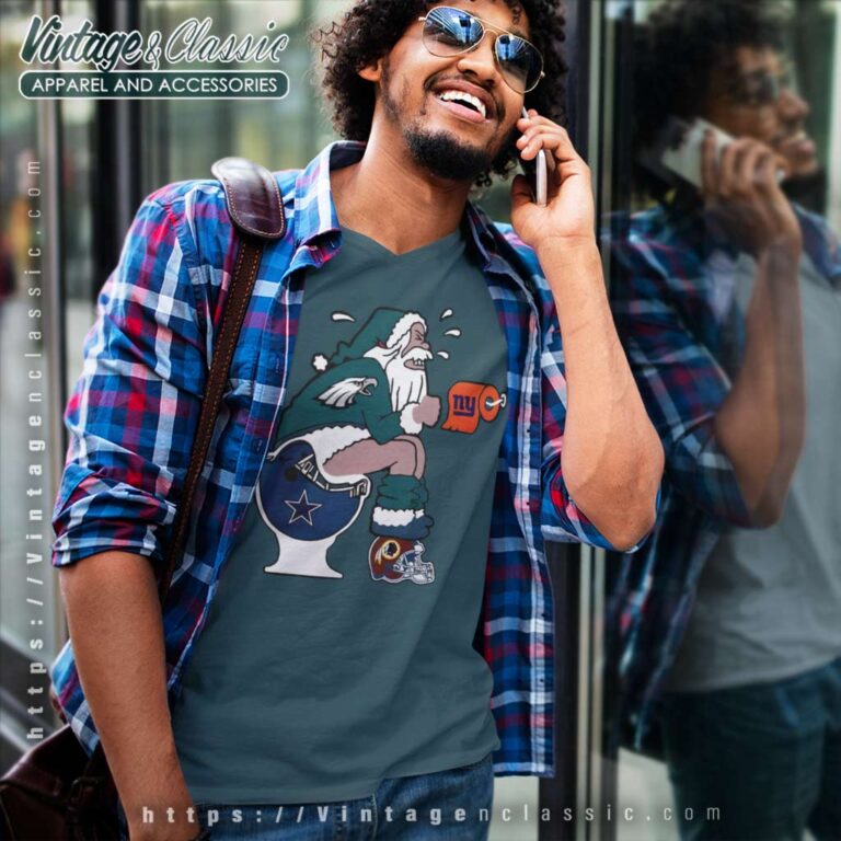 Philadelphia Eagles Santa Dallas Cowboys Toilet V Neck TShirt Philadelphia Eagles Santa Dallas Cowboys Toilet V Neck TShirt