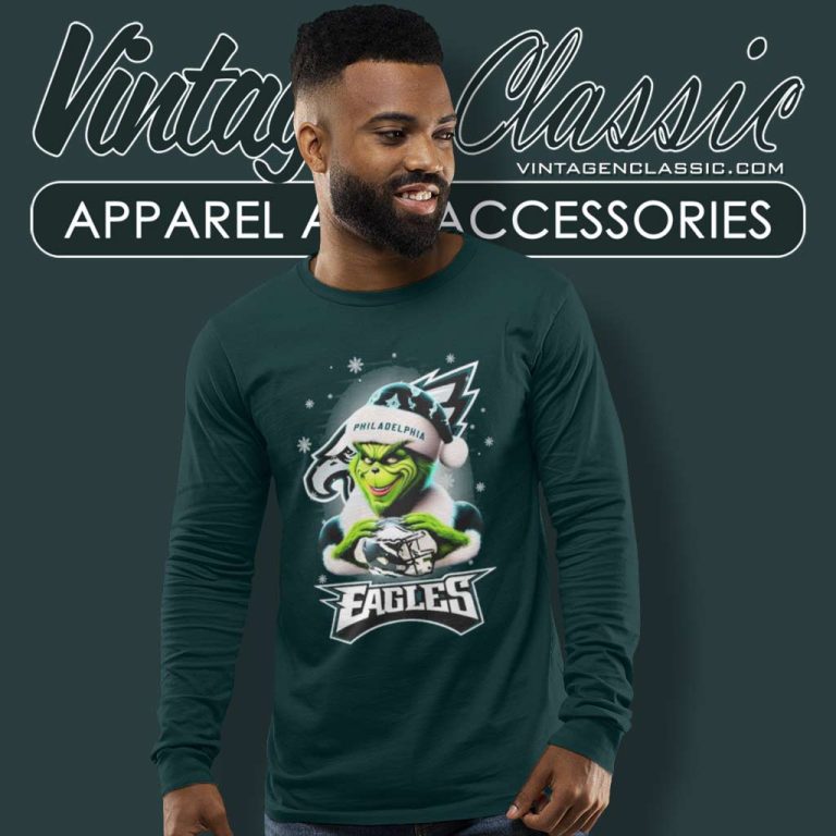 Philadelphia Eagles Santa Grinch Christmas Love Long Sleeve Tee Philadelphia Eagles Santa Grinch Christmas Love Long Sleeve Tee