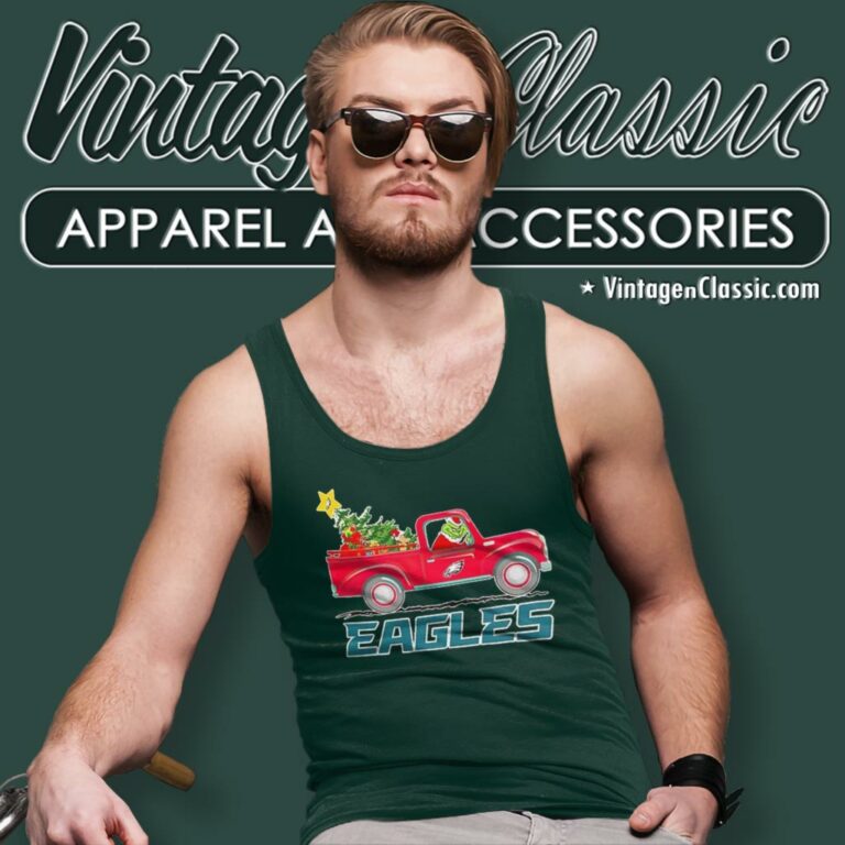 Philadelphia Eagles Santa Grinch Driving Truck Christmas Tank Top Racerback Philadelphia Eagles Santa Grinch Driving Truck Christmas Tank Top Racerback