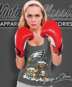 Philadelphia Eagles Shirt Baby Yoda And Groot Santa Christmas Tank Top Racerback