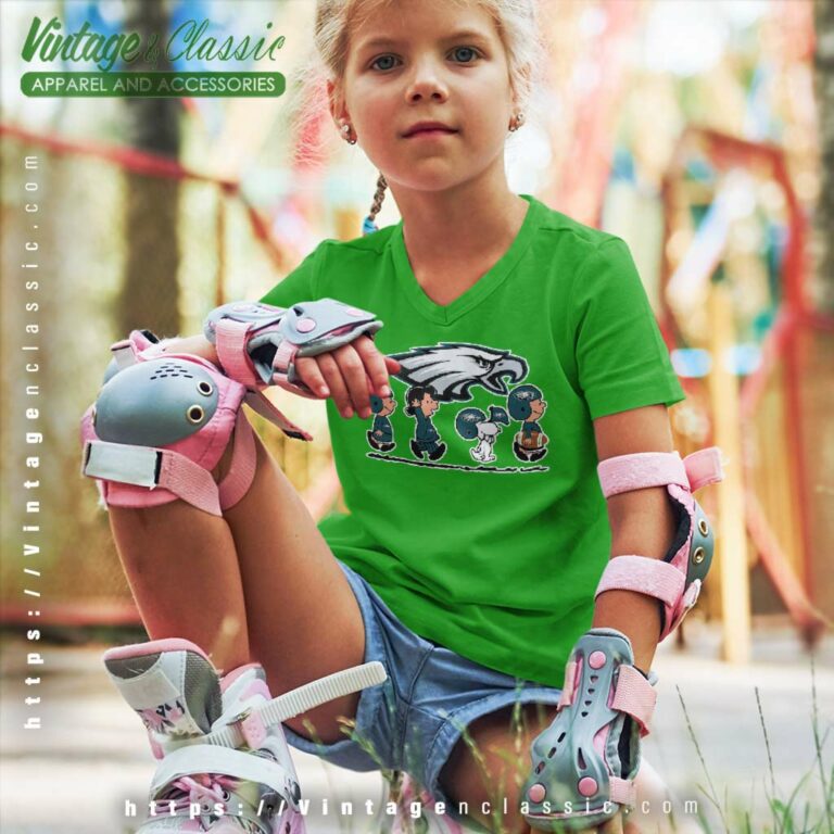 Philadelphia Eagles Snoopy And Friends Walking Kids V Neck TShirt Philadelphia Eagles Snoopy And Friends Walking Kids V Neck TShirt