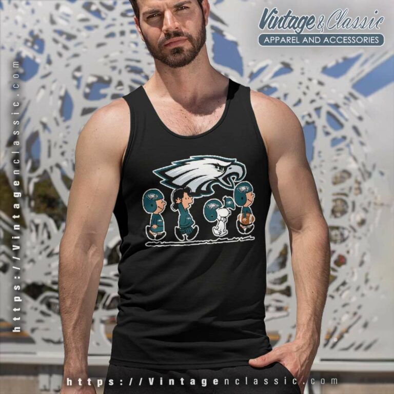Philadelphia Eagles Snoopy And Friends Walking Tank Top Racerback Philadelphia Eagles Snoopy And Friends Walking Tank Top Racerback
