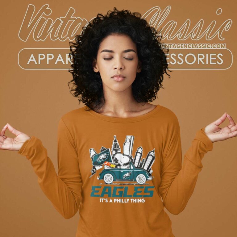 Philadelphia Eagles Snoopy And Woodstock Drive Car Its A Philly Thing Long Sleeve Tee Philadelphia Eagles Snoopy And Woodstock Drive Car Its A Philly Thing Long Sleeve Tee