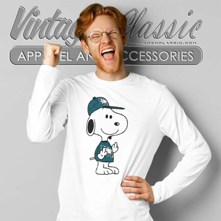 Philadelphia Eagles Snoopy Double Middle Fingers Long Sleeve Tee Philadelphia Eagles Snoopy Double Middle Fingers Long Sleeve Tee