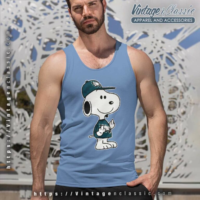 Philadelphia Eagles Snoopy Double Middle Fingers Tank Top Racerback Philadelphia Eagles Snoopy Double Middle Fingers Tank Top Racerback