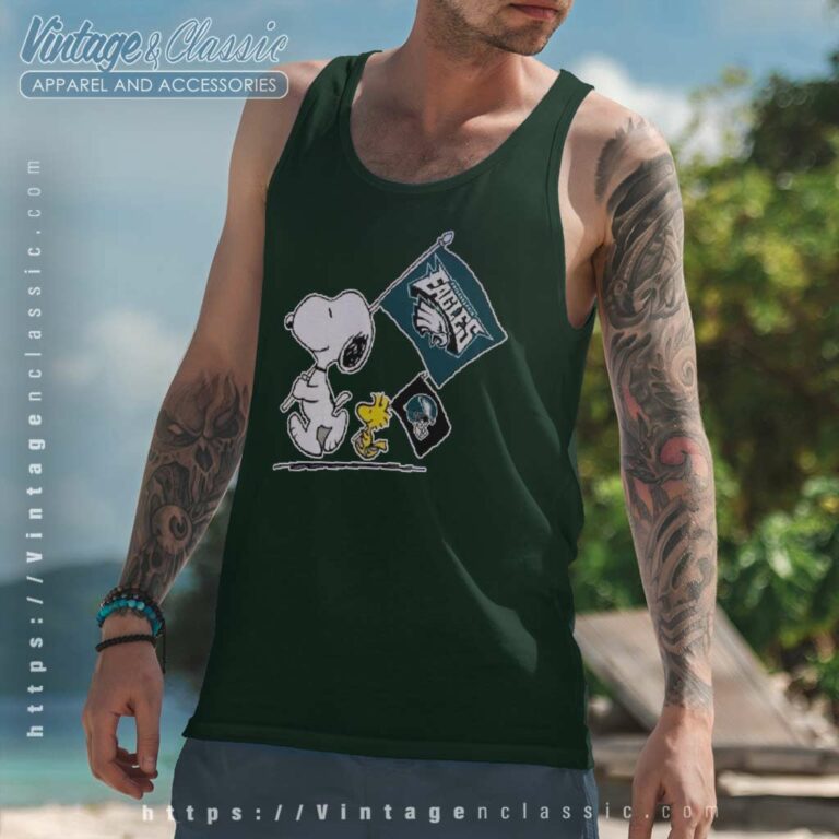 Philadelphia Eagles Snoopy Flag Tank Top Racerback Philadelphia Eagles Snoopy Flag Tank Top Racerback