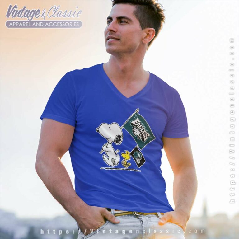 Philadelphia Eagles Snoopy Flag V Neck TShirt Philadelphia Eagles Snoopy Flag V Neck TShirt