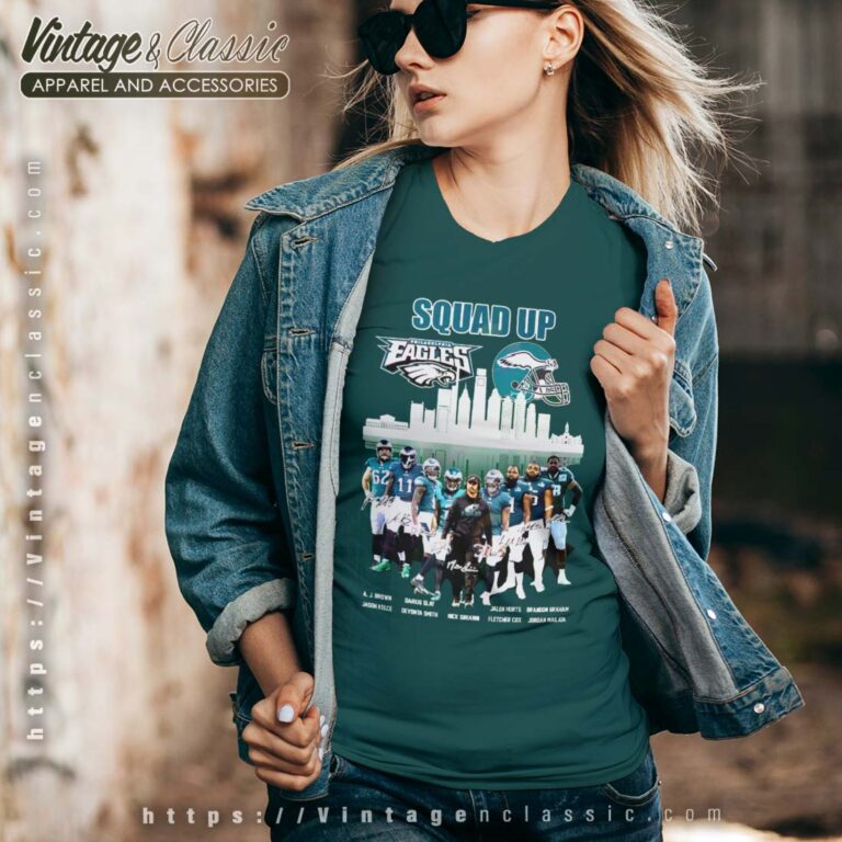 Philadelphia Eagles Squad Up Skyline Signatures 2023 Vneck Philadelphia Eagles Squad Up Skyline Signatures 2023 Vneck