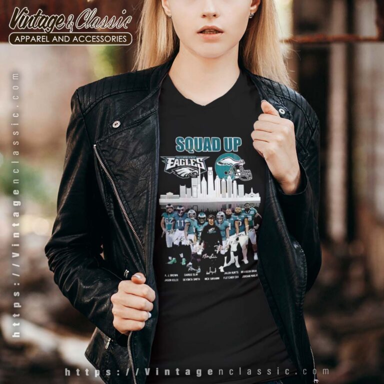 Philadelphia Eagles Squad Up Skyline Signatures Vneck Philadelphia Eagles Squad Up Skyline Signatures Vneck