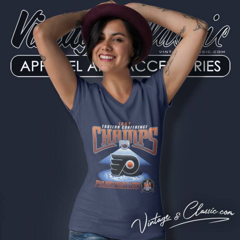 Philadelphia Flyers Conference Champs 1997 V Neck TShirt Philadelphia Flyers Conference Champs 1997 V Neck TShirt