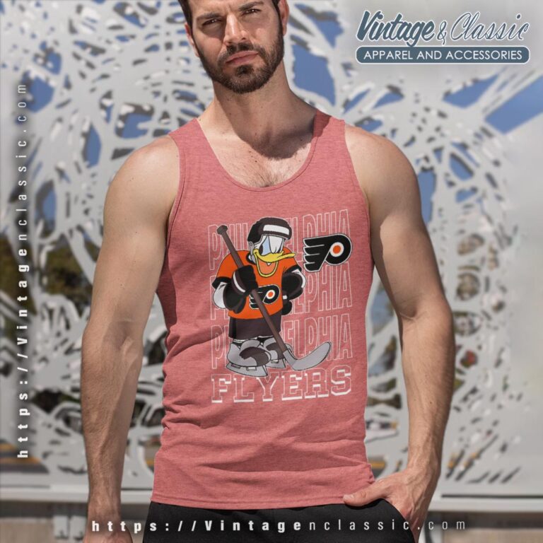 Philadelphia Flyers Donald Duck Hockey Shirt Tank Top Racerback Philadelphia Flyers Donald Duck Hockey Shirt Tank Top Racerback