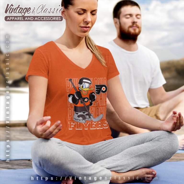 Philadelphia Flyers Donald Duck Hockey Shirt V Neck TShirt Philadelphia Flyers Donald Duck Hockey Shirt V Neck TShirt