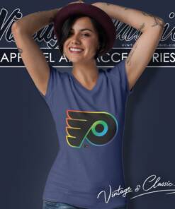 Philadelphia Flyers Fanatics Branded Rainbow Pride Logo V Neck TShirt