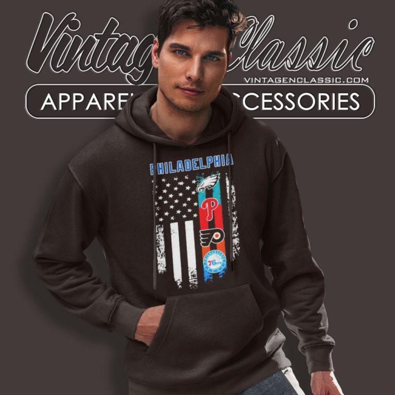 Philadelphia Philadelphia Eagles Phillies Sign Flyers 76ers American Flag Hoodie Philadelphia Philadelphia Eagles Phillies Sign Flyers 76ers American Flag Hoodie