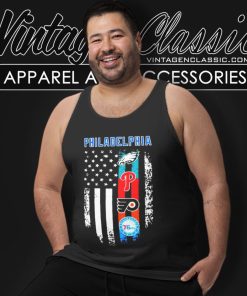 Philadelphia Philadelphia Eagles Phillies Sign Flyers 76ers American Flag Tank Top Racerback