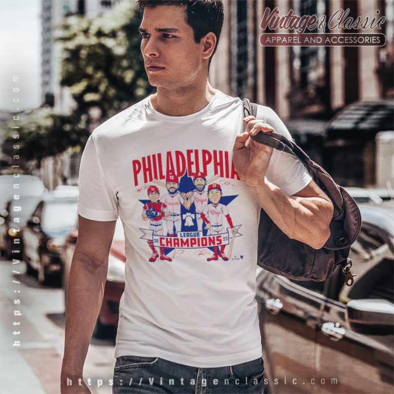 Philadelphia Phillies Baseball Shirt 2023 League Champions Caricature Signature T Shirt Philadelphia Phillies Baseball Shirt 2023 League Champions Caricature Signature T Shirt
