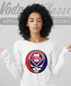 Philadelphia Phillies Grateful Dead Baseball Long Sleeve Tee