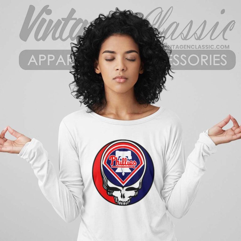 Philadelphia Phillies Grateful Dead Baseball Long Sleeve Tee Philadelphia Phillies Grateful Dead Baseball Long Sleeve Tee