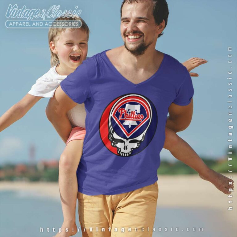 Philadelphia Phillies Grateful Dead Baseball V Neck TShirt Philadelphia Phillies Grateful Dead Baseball V Neck TShirt