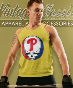 Philadelphia Phillies Grateful Dead Steal Your Face Tank Top Racerback