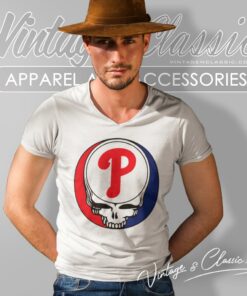 Philadelphia Phillies Grateful Dead Steal Your Face V Neck TShirt