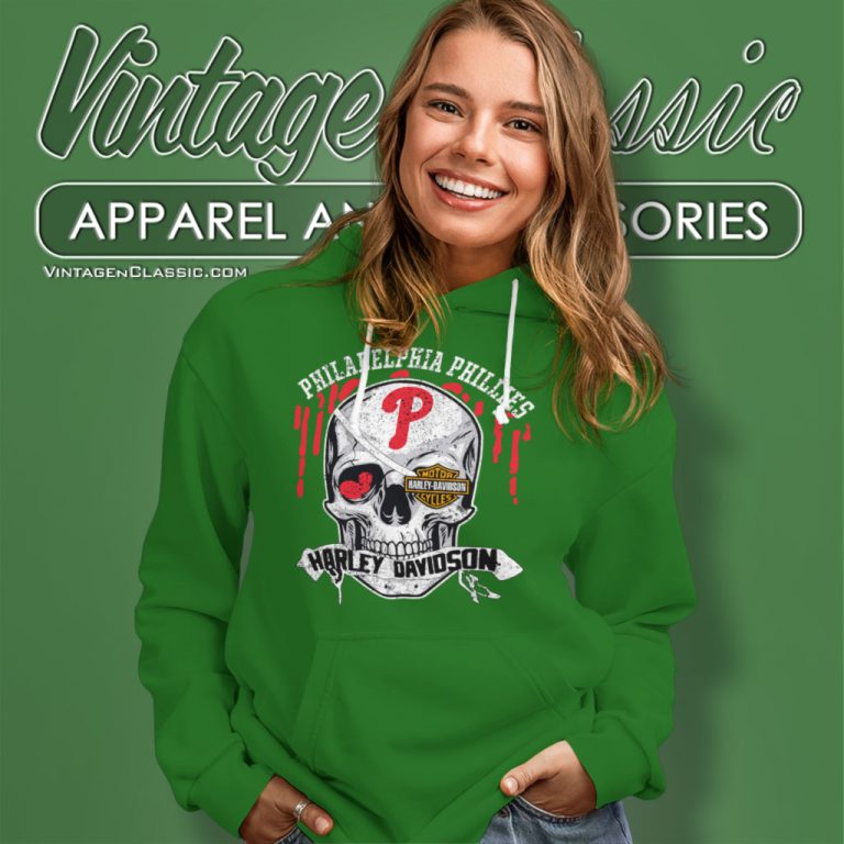 Philadelphia Phillies Harley Davidson Skull Hoodie Philadelphia Phillies Harley Davidson Skull Hoodie