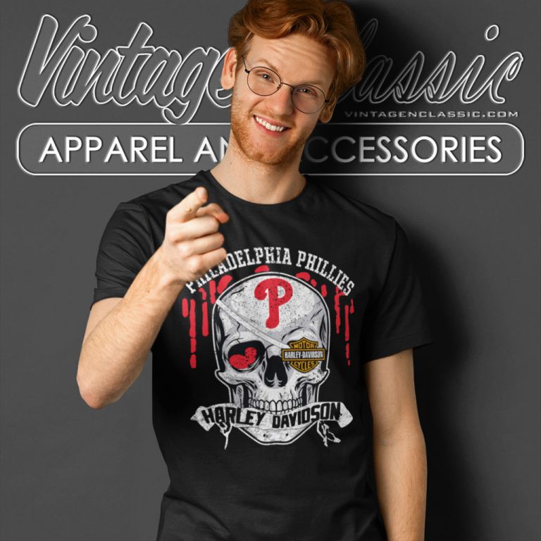 Philadelphia Phillies Harley Davidson Skull T Shirt Philadelphia Phillies Harley Davidson Skull T Shirt