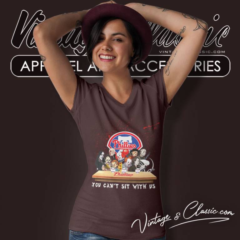 Philadelphia Phillies Horror Movie Characters You Cant Sit With Us V Neck TShirt Philadelphia Phillies Horror Movie Characters You Cant Sit With Us V Neck TShirt