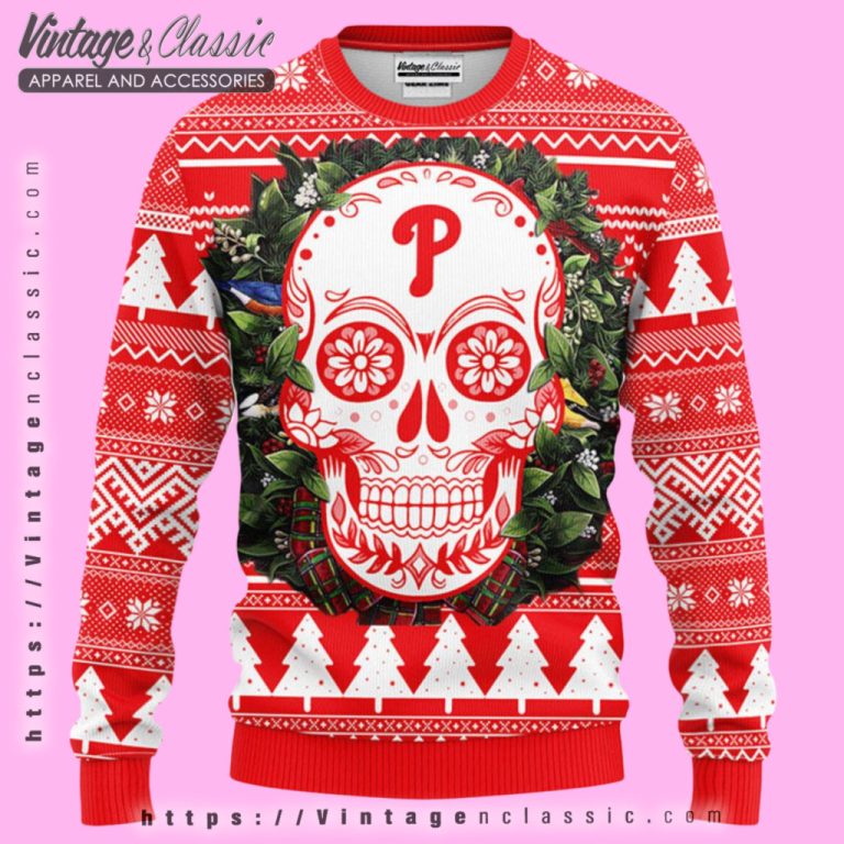 Philadelphia Phillies Skull Ugly Christmas Sweater Ugly Christmas Sweater Philadelphia Phillies Skull Ugly Christmas Sweater Ugly Christmas Sweater