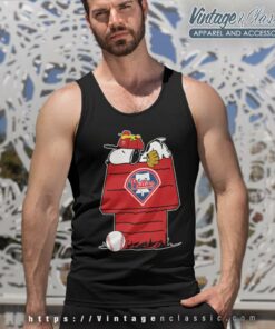 Philadelphia Phillies Snoopy And Woodstock Resting Together Tank Top Racerback