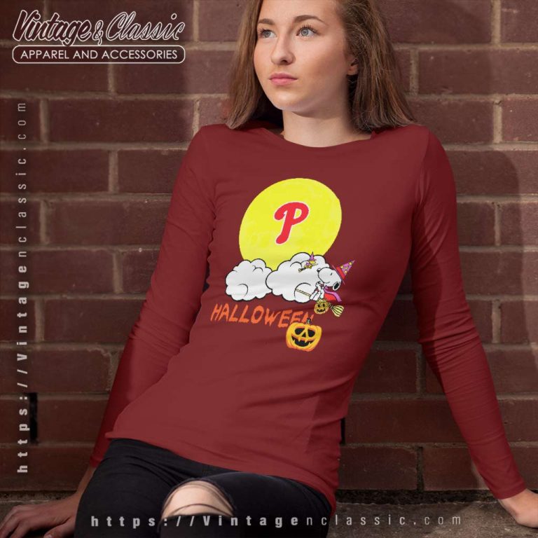 Philadelphia Phillies Snoopy Halloween Long Sleeve Tee Philadelphia Phillies Snoopy Halloween Long Sleeve Tee