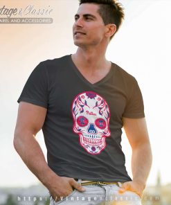 Philadelphia Phillies Sugar Skull V Neck TShirt