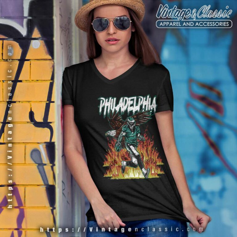 Philadelphia Skeleton Shirt Eagles Halloween V Neck TShirt Philadelphia Skeleton Shirt Eagles Halloween V Neck TShirt