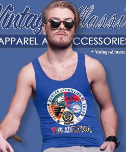 Philadelphia Sports Teams Shirt Eagles Phillies 76ers Union And Flyers Tank Top Racerback