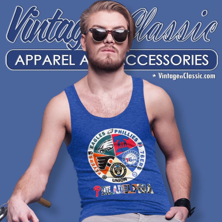 Philadelphia Sports Teams Shirt Eagles Phillies 76ers Union And Flyers Tank Top Racerback Philadelphia Sports Teams Shirt Eagles Phillies 76ers Union And Flyers Tank Top Racerback