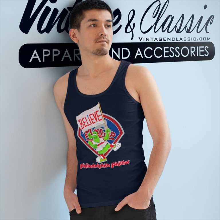 Phillie Phanatic Believe Philadelphia Phillies Tank Top Racerback Phillie Phanatic Believe Philadelphia Phillies Tank Top Racerback
